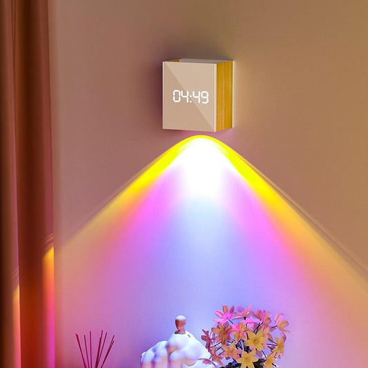 Lampe murale décorative coucher de soleil – projection lumineuse, horloge intégrée, USB, 2 styles
