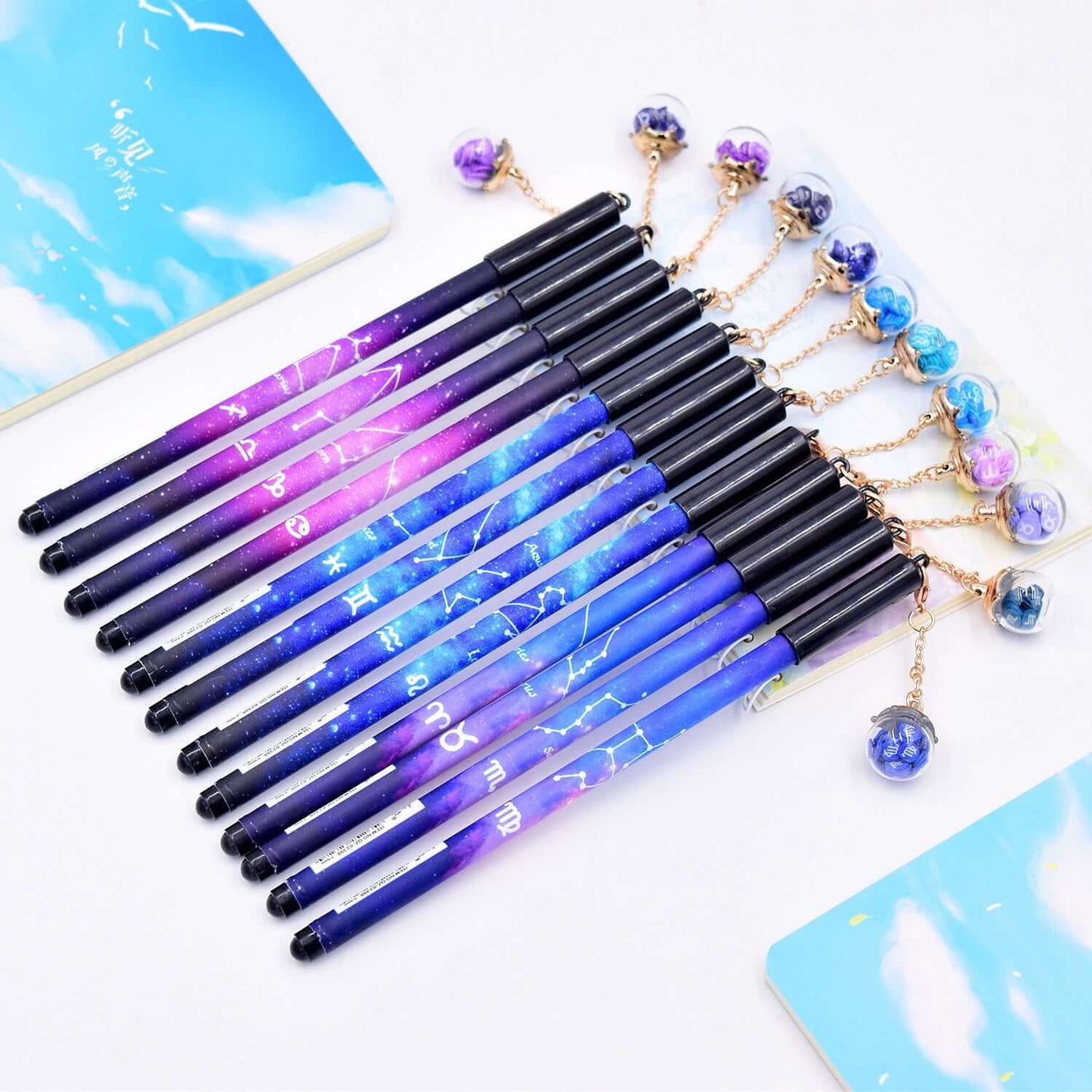 Stylo Gel Noir "Douze Constellations"