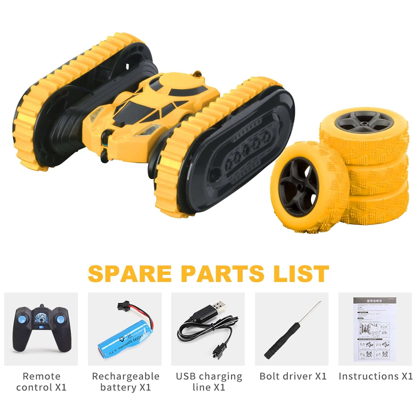 Voiture Cascadeuse Murale Double Face 2.4G, telecommandée