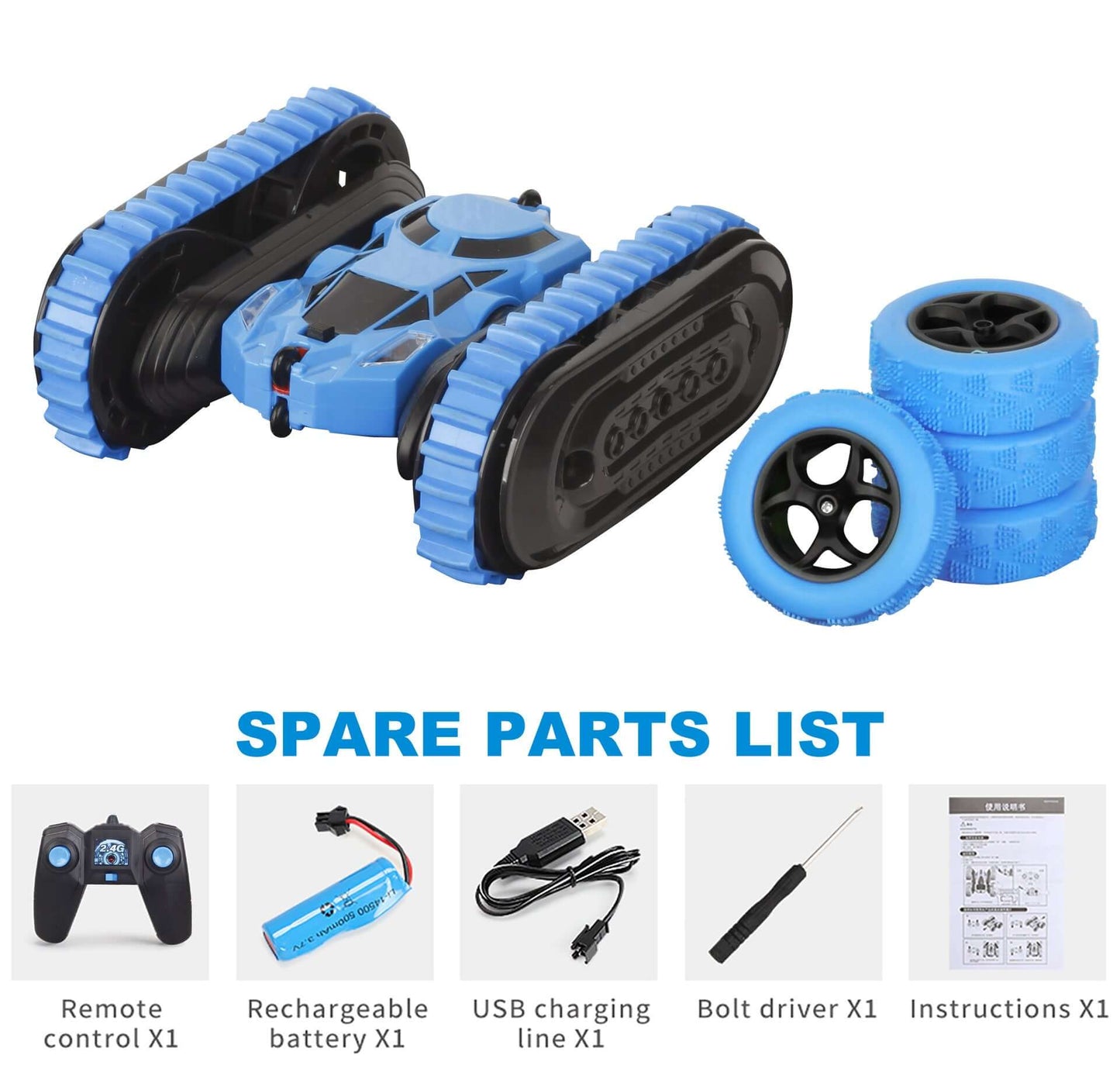 Voiture Cascadeuse Murale Double Face 2.4G, telecommandée