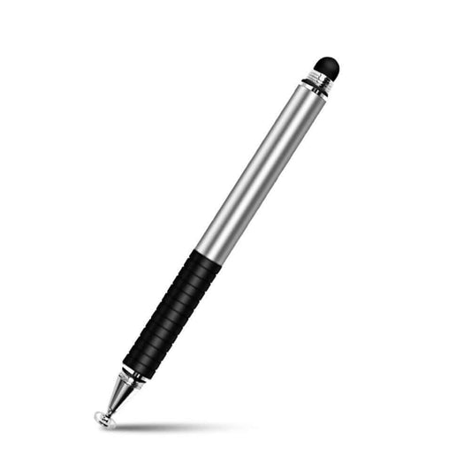 Stylus pen for touchscreen devices, featuring a sleek silver design and ergonomic grip for drawing and writing.