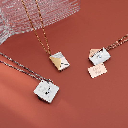 Collier enveloppe lettre d’amour – pendentif ouvrable, chaîne de clavicule minimaliste