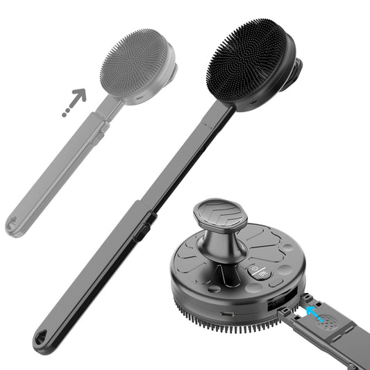 Brosse de douche électrique vibrante – USB rechargeable, étanche IPX7, exfoliation et massage