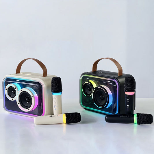 Enceinte Bluetooth RGB portable – stéréo sans fil, karaoké, lumière LED