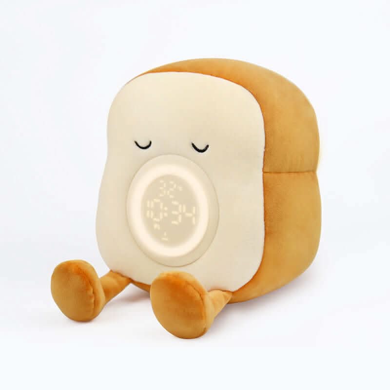 Réveil lumineux en peluche toast – Design dessin animé, rechargeable, idéal pour chambre et cadeau scolaire