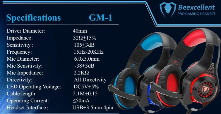 Casque gaming lumineux In Zhuo GM-1 avec microphone