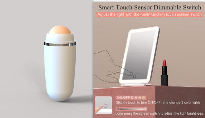 Miroir de maquillage pliable – LED tactile légère