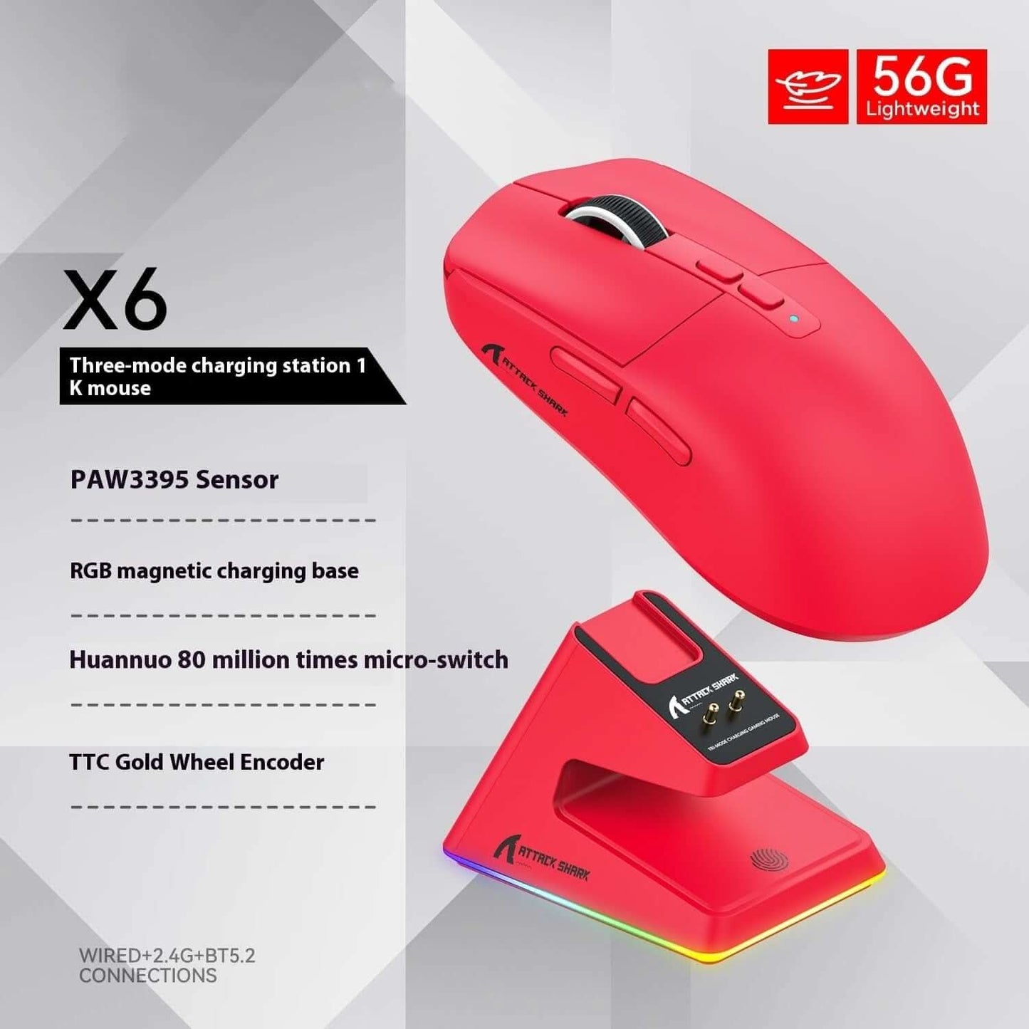X6 Lightweight PAW3395 – Souris Gaming Haute Performance