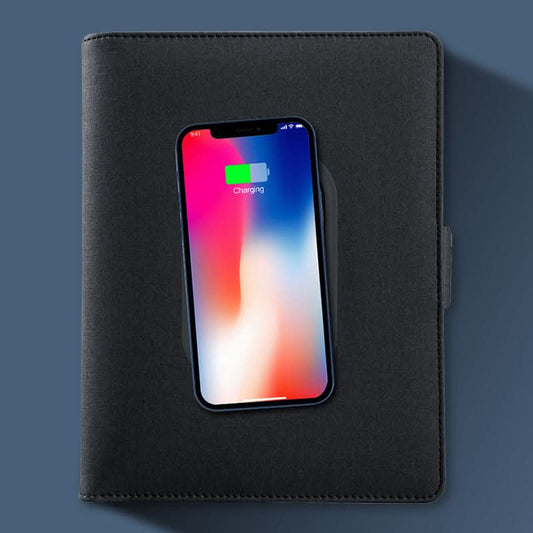 Carnet multifonction avec chargeur sans fil – organiseur A5, recharge mobile