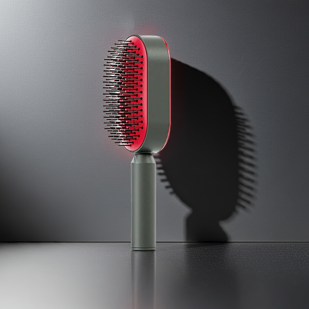 Self-cleaning hairbrush for women