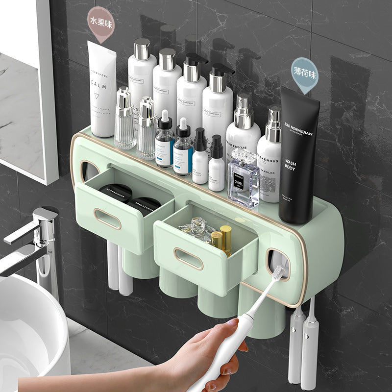 Wall-mounted Punch-free Multi-functional Toothbrush Rack