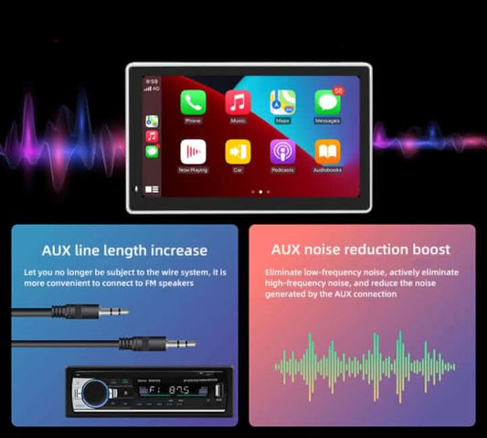 Écran tactile portable 7 pouces pour voiture, compatible CarPlay et Android Auto sans fil, affichage HD, installation sans démontage.