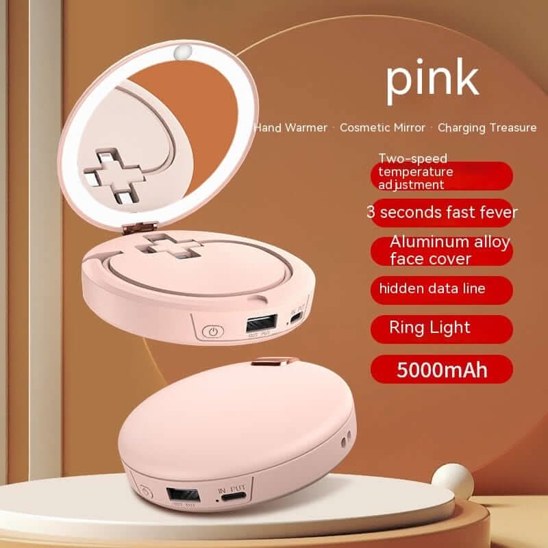 Chauffe-mains Multifonction Mini avec Miroir de Maquillage