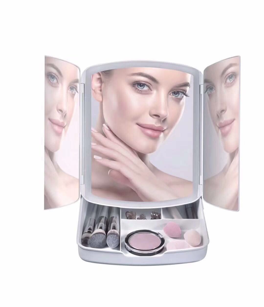 Miroir de Maquillage Tri-Fold LED