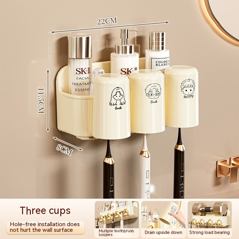 Bathroom Rack Punch-free Wall-mounted Toothbrush Cup Rack