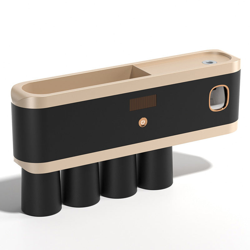 Wall-mounted Non-perforated Toothbrush Shelf For A Family Of Four