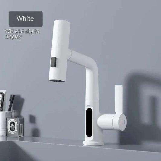 Intelligent Digital Display Faucet Pull-out Basin Faucet Temperature Digital Display Rotation Les Visionnaires