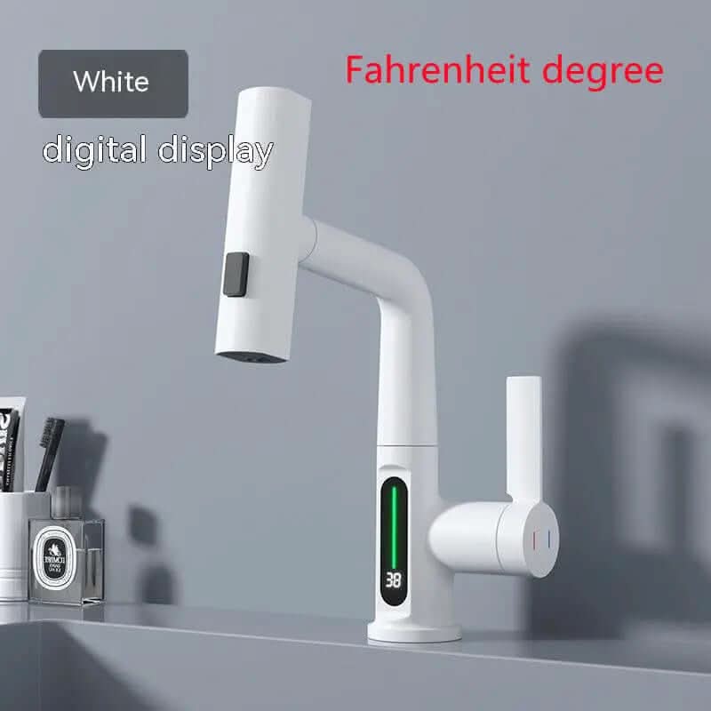 Intelligent Digital Display Faucet Pull-out Basin Faucet Temperature Digital Display Rotation Les Visionnaires
