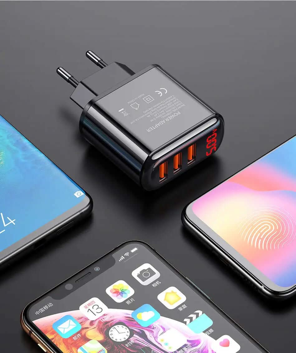 chargeur USB 3 ports avec affichage LED Les Visionnaires