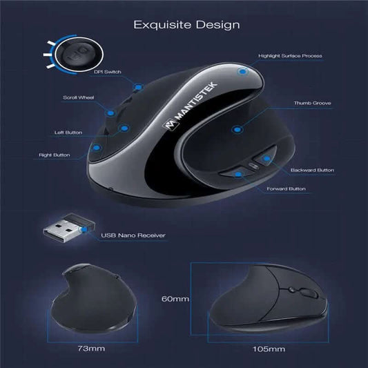 Souris ergonomique verticale sans fil 2.4G Les Visionnaires