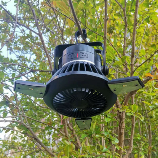 Ventilateur de camping solaire pliable avec lumière LED Les Visionnaires