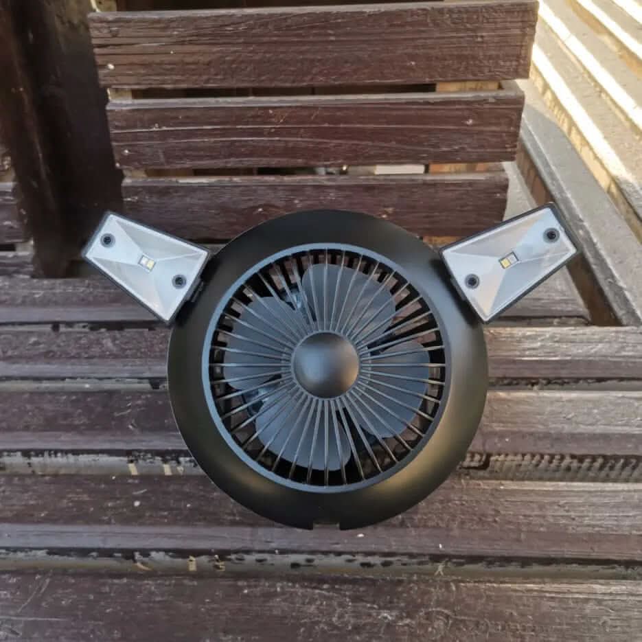 Ventilateur de camping solaire pliable avec lumière LED Les Visionnaires