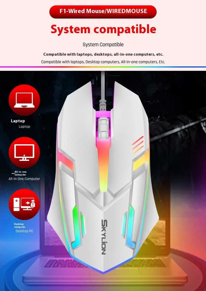 Souris lumineuse filaire pour bureau, jeux et ordinateur portable Les Visionnaires
