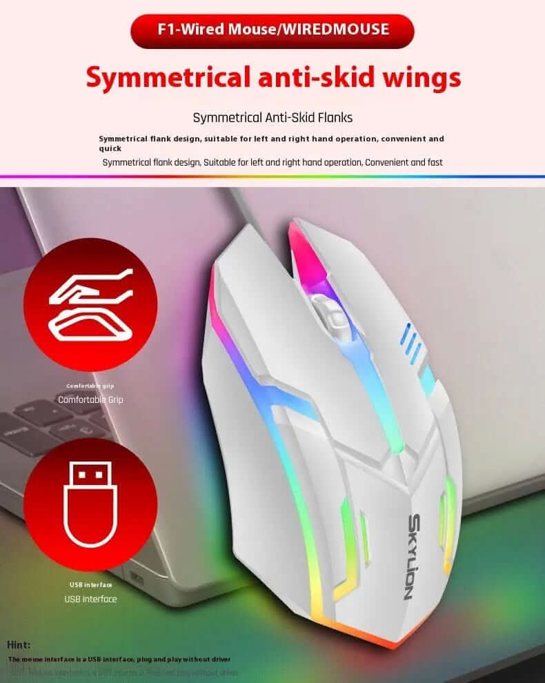 Souris lumineuse filaire pour bureau, jeux et ordinateur portable Les Visionnaires