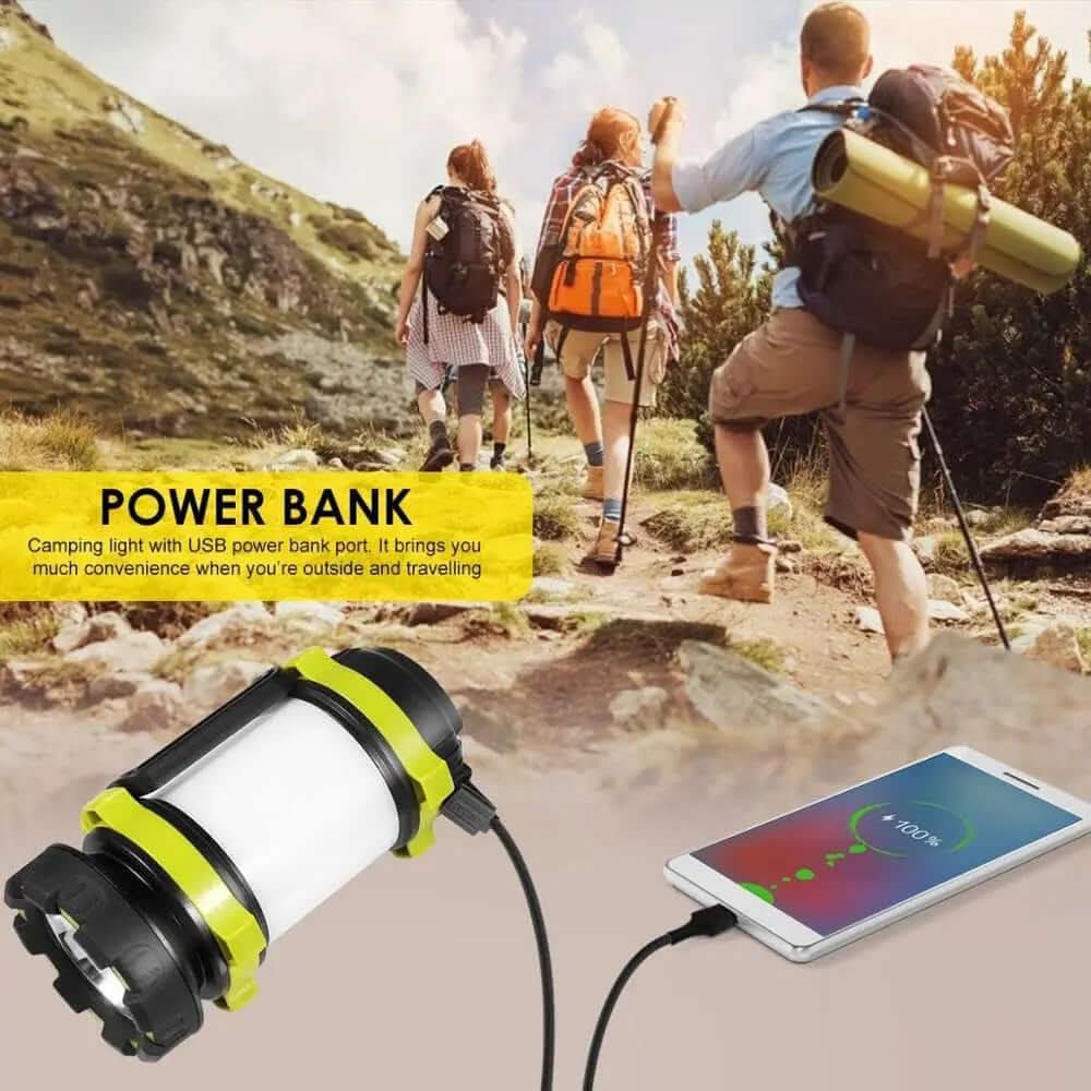 Lampe de camping d'urgence rechargeable avec batterie Power Bank Les Visionnaires