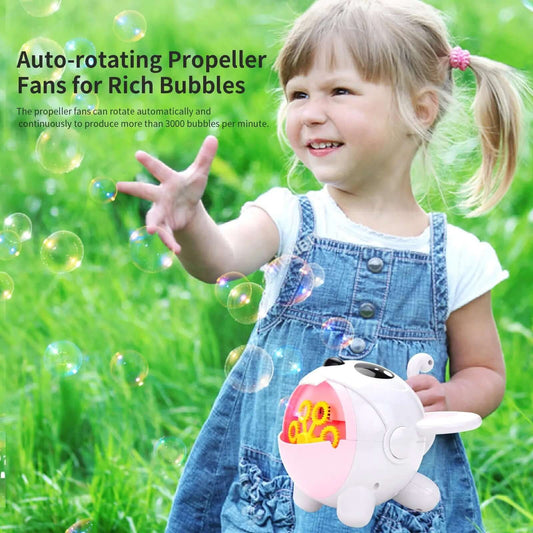 Automatic Cute Bubble Machine Soap Bubble Blower Outdoor Kids Electric Bubble Blowing Toy For Kids Les Visionnaires