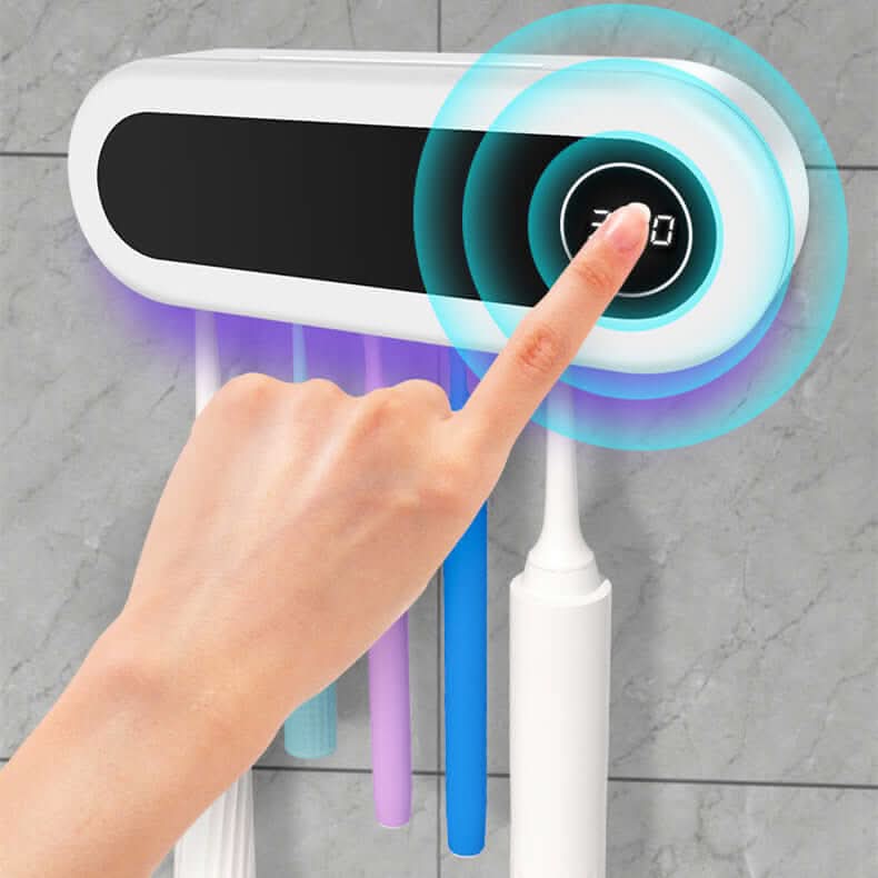Porte-brosse à dents mural intelligent avec stérilisateur UV et distributeur de dentifrice Les Visionnaires