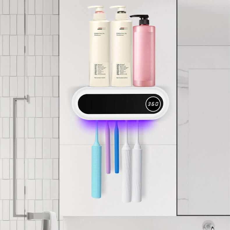 Porte-brosse à dents mural intelligent avec stérilisateur UV et distributeur de dentifrice Les Visionnaires