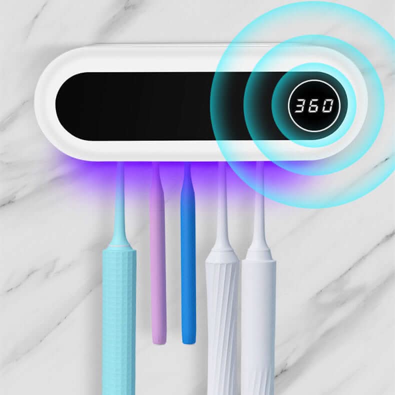 Porte-brosse à dents mural intelligent avec stérilisateur UV et distributeur de dentifrice Les Visionnaires