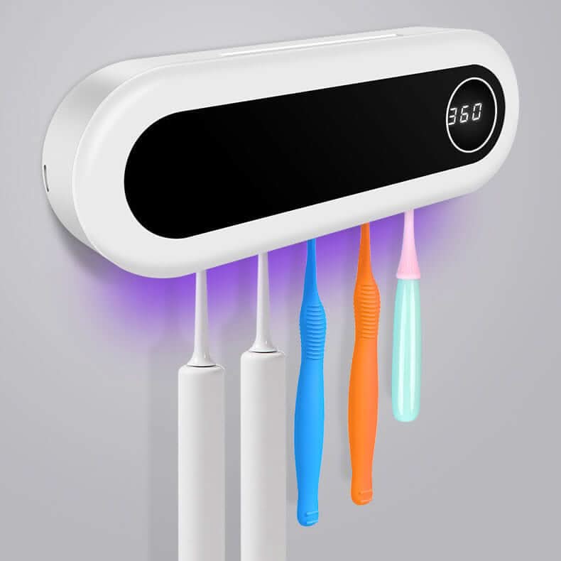 Porte-brosse à dents mural intelligent avec stérilisateur UV et distributeur de dentifrice Les Visionnaires