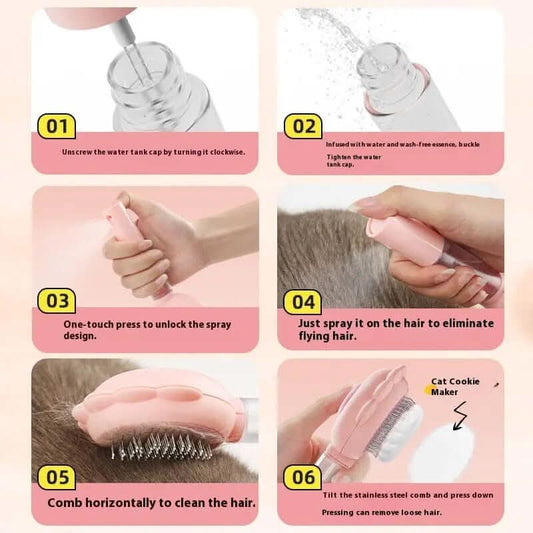 2 In 1 Self Cleaning Dog Brush Comb With Spray Les Visionnaires