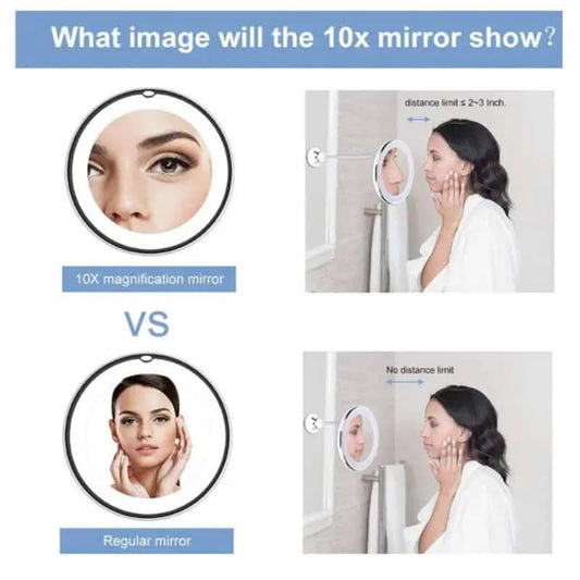 Miroir lumineux LED de maquillage avec grossissement 10x et rotation à 360° Les Visionnaires