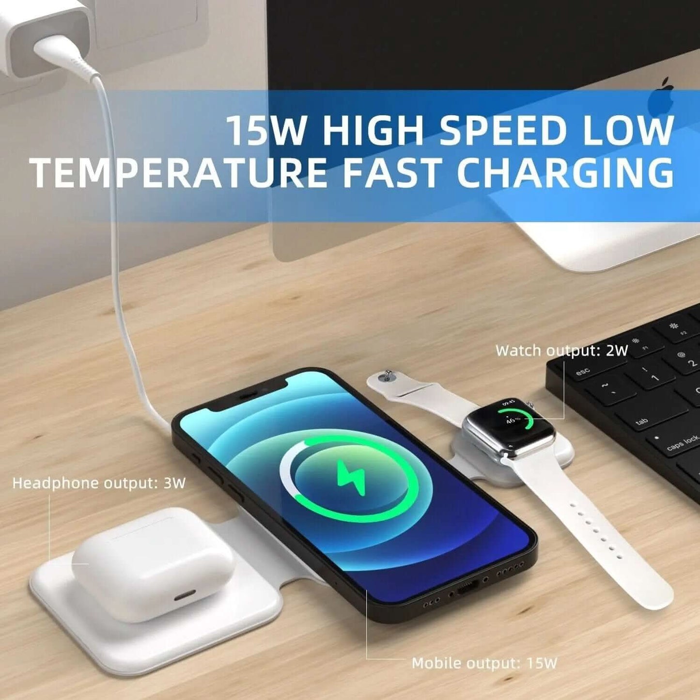 Chargeur sans fil pliable 3 en 1 Les Visionnaires