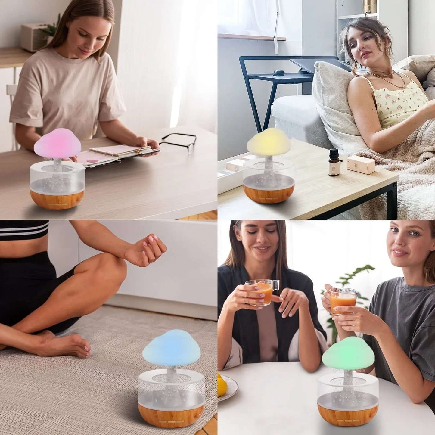 Humidificateur en forme de nuage avec lumière nocturne et diffusion d’huiles essentielles Les Visionnaires