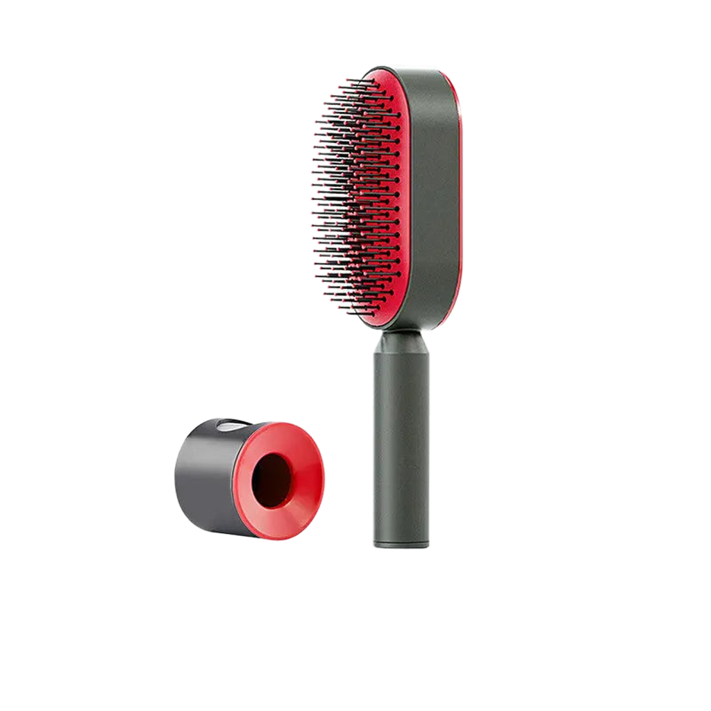 Self-cleaning hairbrush for women