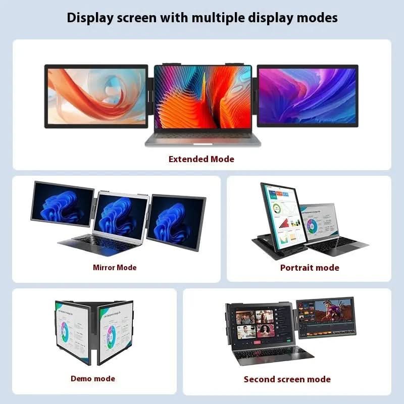 Moniteur portable double écran 14 pouces pour ordinateur portable avec écran d'extension externe mural XLL-Gadgets