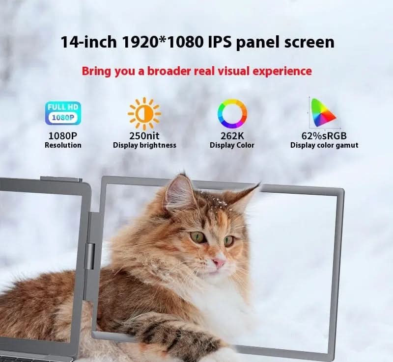 Moniteur portable double écran 14 pouces pour ordinateur portable avec écran d'extension externe mural XLL-Gadgets