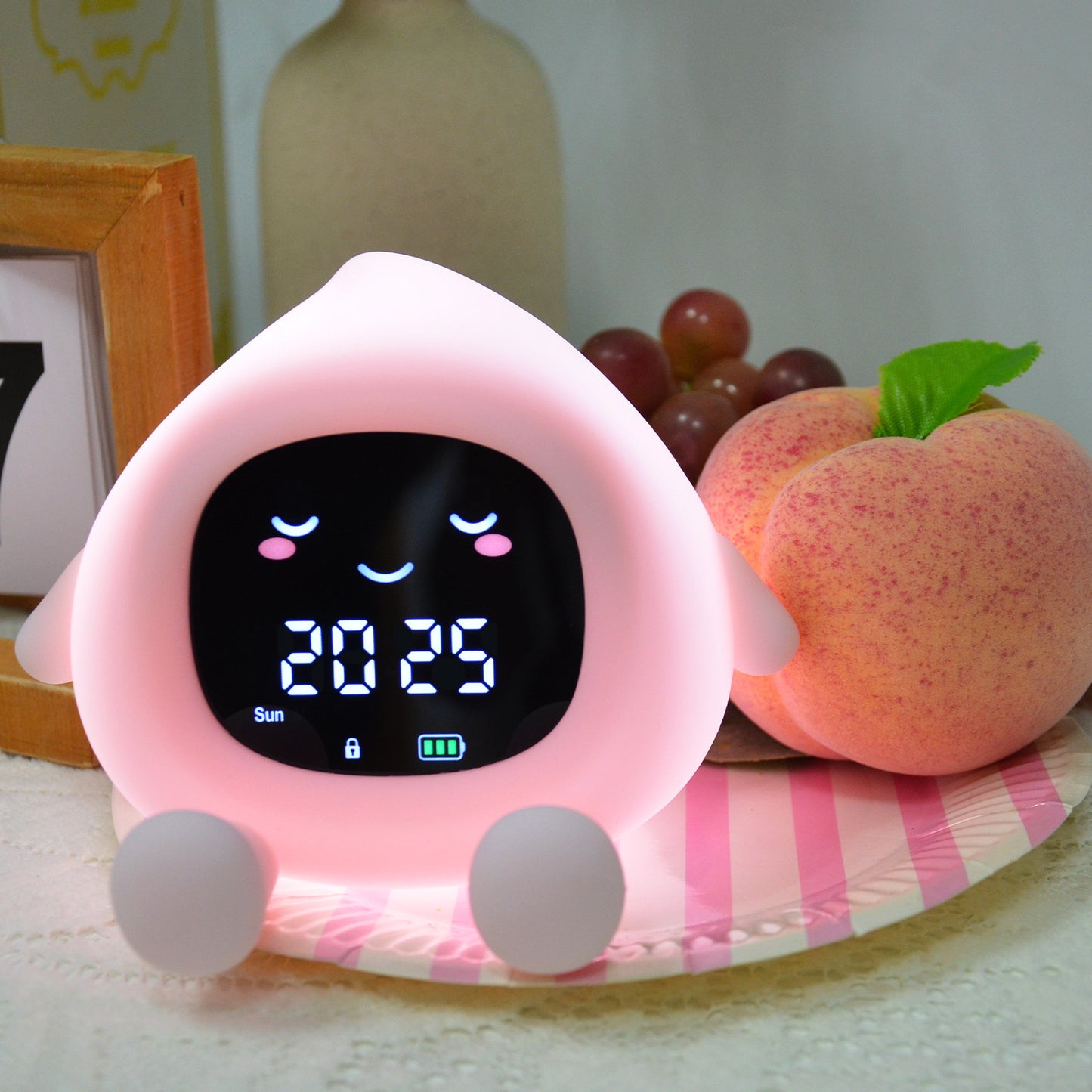 Cartoon Lychee Alarm Clock White Noise Mobile Phone Holder Multifunctional