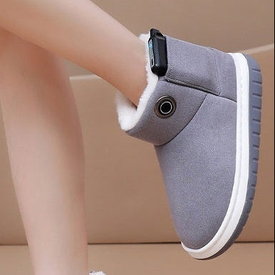 Chaussons chauffants électriques en coton – recharge USB, chaleur douce, usage maison et bureau, design hiver