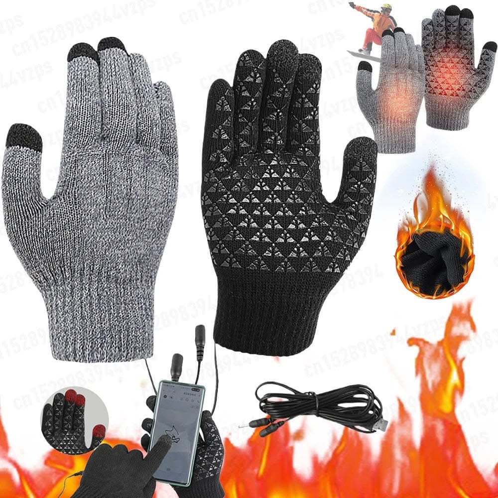 Gants chauffants USB – tricot épaissi thermique, confort hivernal