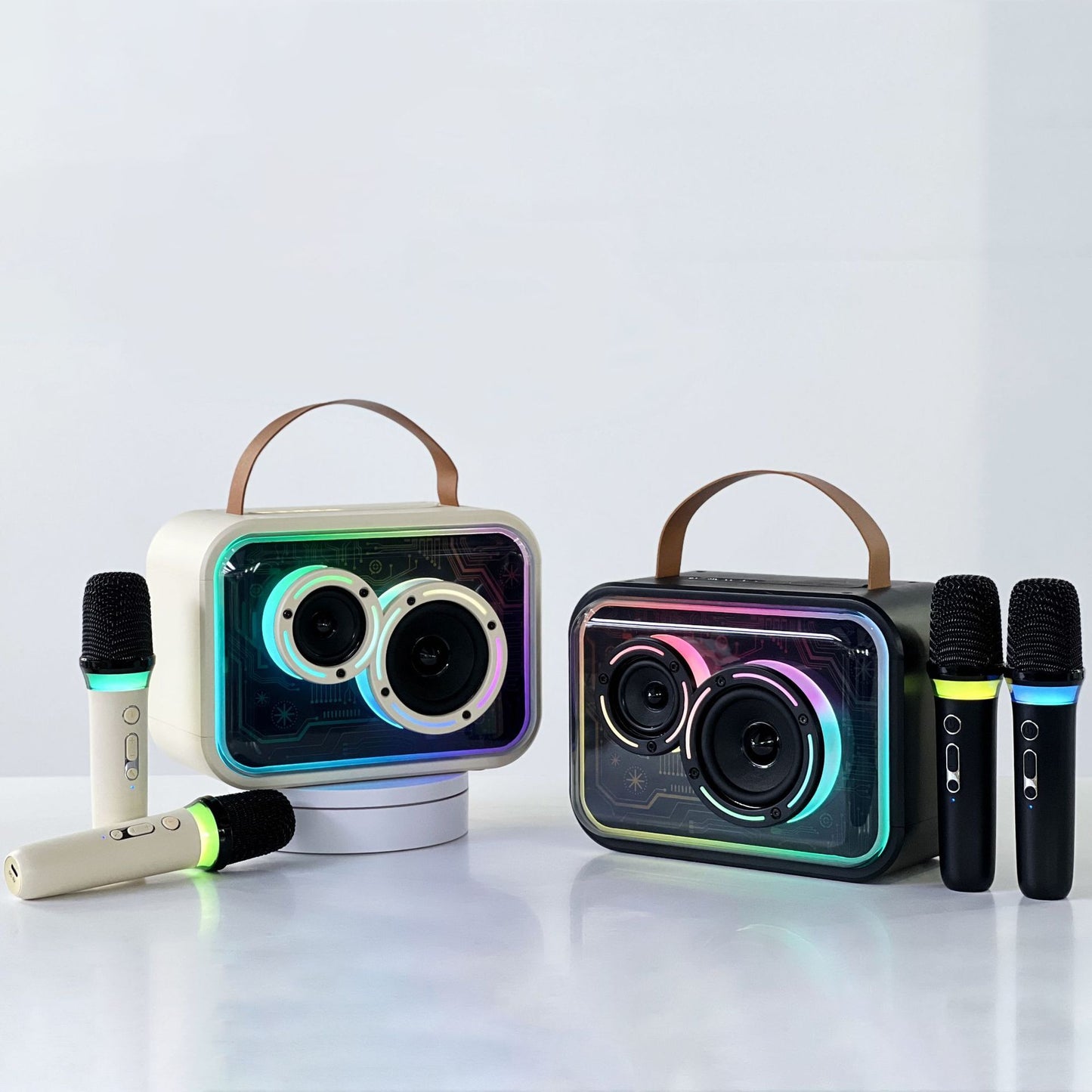 Enceinte Bluetooth RGB portable – stéréo sans fil, karaoké, lumière LED