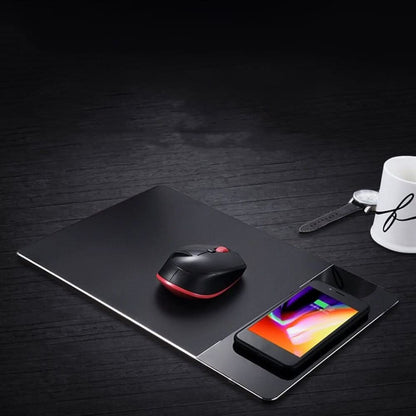 Tapis de souris en aluminium avec chargeur sans fil