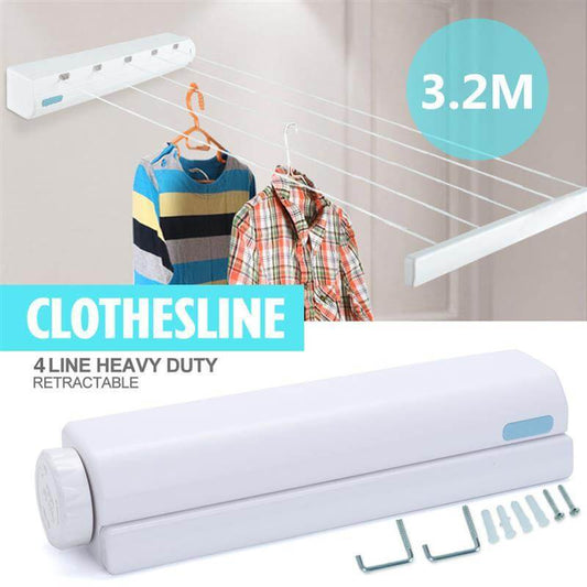 Corde à linge rétractable 4 lignes de 3,2 m
