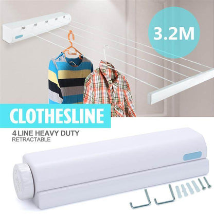 Corde à linge rétractable 4 lignes de 3,2 m