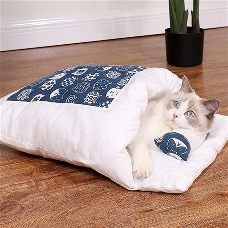 Maison de toilette hivernale pour chat – fermée, chaude, démontable et lavable, coussin intégré