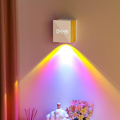 Lampe murale décorative coucher de soleil – projection lumineuse, horloge intégrée, USB, 2 styles